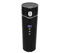 Dpofirs Taza de Viaje con Calefacción Eléctrica, 450 Ml, Control Inteligente de Temperatura, Taza Negra de bajo Ruido para Automóvil con Voltaje Universal de 12-24 V para Viajes y Campamentos