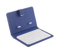 Dpofirs Teclado Bluetooth Inalámbrico Universal con Funda Protectora, Teclado Portátil y Soporte con Funda de Cuero PU 2 en 1 para Negocios, Adecuado para Teléfonos Bluetooth de 4.5 '' - 6.8''(Azul)