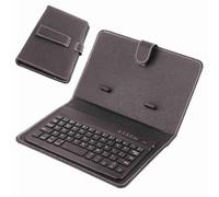 Dpofirs Teclado Bluetooth Inalámbrico Universal con Funda Protectora, Teclado Portátil y Soporte con Funda de Cuero PU 2 en 1 para Negocios, Adecuado para Teléfonos Bluetooth de 4.5 '' - 6.8''(Negro)