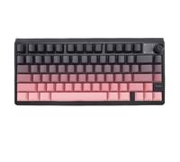 Dpofirs Teclado Mecánico Inalámbrico con Perilla, Teclado Bluetooth Trimodo con Iluminación para Wins para Android, Teclados Degradados para Trabajos de Juegos (Negro Rosa)
