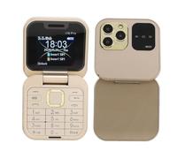Dpofirs Teléfono con Tapa para Niños y Personas Mayores, Teléfono Celular con Tapa Desbloqueado 2G, Doble SIM, Botones Grandes, Linterna LED, Memoria 16 GB, Color Oro