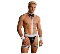 dPois Adultos Interior Hombre Ropa Interior Sirviente Ropa Dormir Trajes Cosplay Smoking Para Fiesta Soltero Traje Mozo Banquetes Corto Rave Negro L