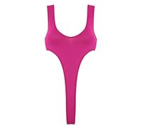 dPois Body para Mujer Atractiva Teddy Bodies Erótico Abierto Bodysuit Corte Alto Tanga Leotardo Transparente Una Pieza Ropa Interior Sexy Maillot sin Manga Lencería Erótica Rosa Oscuro Talla Única