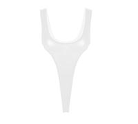 dPois Body para Mujer Atractiva Teddy Bodies Erótico Abierto Bodysuit Corte Alto Tanga Leotardo Transparente Una Pieza Ropa Interior Sexy Maillot sin Manga Lencería Erótica Blanco Talla Única