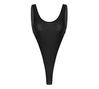 dPois Body para Mujer Atractiva Teddy Bodies Erótico Abierto Bodysuit Corte Alto Tanga Leotardo Transparente Una Pieza Ropa Interior Sexy Maillot sin Manga Lencería Erótica Negro D Talla Única