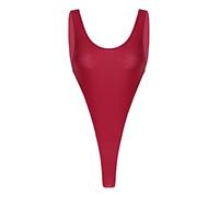dPois Body para Mujer Atractiva Teddy Bodies Erótico Abierto Bodysuit Corte Alto Tanga Leotardo Transparente Una Pieza Ropa Interior Sexy Maillot sin Manga Lencería Erótica Rojo D Talla Única