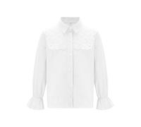 dPois Camisa Niña Manga Larga Camisa De Encaje Camisa De Pirata con Volantes Camiseta Casual Uniforme Escolar Camisa Elegante para Boda Fiesta Blanco 9-10 años