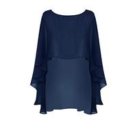 dPois Chal Estola de Gasa Mujer para Fiesta Boda Novia Larga de Chifón Top Bolero Ceremonia Capa Elegante Cardigan de Playa Ropa para Vestido Azul Marino Talla Única