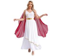 dPois Disfraz De Diosa Griega Toga para Mujer Vestido Elegante Sin Mangas Disfraz De César Romano Vestido Largo De Princesa De Fiesta Ceremonia borgoña M