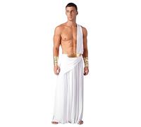 dPois Disfraz De Emperador Romano Hombre De Dios Griego Toga Un Hombro Para Fiesrta Halloween Cosplay Canaval Blanco B L