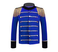 dPois Disfraz Domadora Circo Niños Niñas Abrigo Terciopelo Mangas Larga Baterista Director Tops Con Borlas Adornados Disfraz Actuación Fiesta Cosplay Halloween Azul real A 5-6 años