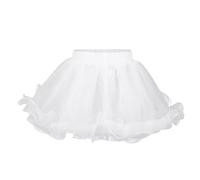 dPois Enagua Corto Blanco Niña Crinolina Falda Corta Tutú Princesa Rockabilly Cancán Enaguas de Organza Vintage para Vestido de Fiesta Boda 50s Retro Blanco 2-4 años