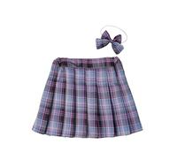 dPois Falda A Cuadros para Niñas Falda Corta De Cintura Alta con Pajarita Faldas Escocesa Plisada De Colegiala Morado 11-12 años