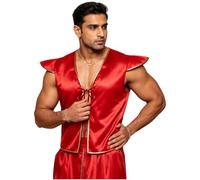 dPois Hombre Traje Del Príncipe Árabe Chaleco Oriental Traje Ratón Callejero Bar Nocturno San Valentín Club Árabe Halloween Rojo M