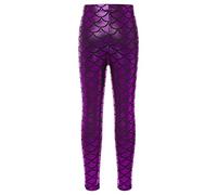 dPois Leggings Niña Leggins Escalas de Pescado Cintura Elásticas Pantalones Largos Brillante Leggins Fitness Ropa Deportiva Invierno Danza Jazz Baile Fitness A Morado 11-12 años