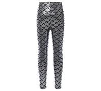 dPois Leggings Niña Leggins Escalas de Pescado Cintura Elásticas Pantalones Largos Brillante Leggins Fitness Ropa Deportiva Invierno Danza Jazz Baile Fitness A Plateado 11-12 años