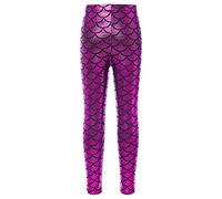 dPois Leggings Niña Leggins Escalas de Pescado Cintura Elásticas Pantalones Largos Brillante Leggins Fitness Ropa Deportiva Invierno Danza Jazz Baile Fitness A Rosa 11-12 años