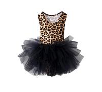 dPois Maillot Danza para Niña Vestido de Ballet Leotardo Vestido Estampado Leopardo de Danza Patinaje Tutú Maillot Bailarina Princesa Niña Leopardo 5-6 años