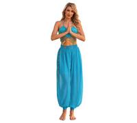 dPois Mujer Disfraz Árabe Para Traje Egipcio Adultos De Carnaval Disfraces | Conjunto Pantalones Harem Gasa,Festival,Con Abertura Lateral,Máscara,Espectáculo,Ropa De Club,Cosplay,Carnavales,Noche Fiesta