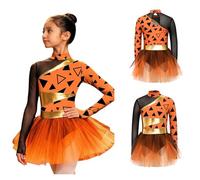 dPois Niña Festival Cavernícola Traje Las Cavernas Vestido Tutú con Estampado Leopardo Salvaje Primitivo Naranja 11-12 años