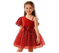 dPois Niña Vestido De Tutú Ballet Actuación Vida Cotidiana Casual Lentejuelas Regalo Funcion Día Rojo 5-6 años