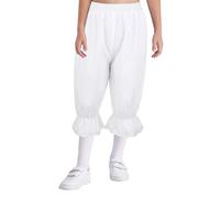 dPois Pantalones Holgados Niña Pantalon Corto Suave Casual Pololos Encaje Disfraz Victoriano Vintage Ropa de Dormir Bloomers Blanco 8 años