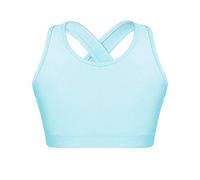 dPois Sujetador Deportivo Niña Criss Cross Tanks Tops Correas Camiseta sin Mangas Crop Top Niñas Chaleco Deporte Danza Yoga Fitness Running Gym Ropa Interier F Azul Claro 9-10 años