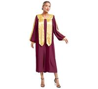 dPois Toga Graduación para Mujer Bata Cuello En V Vestido Litúrgico Bata De Pastor Y Juez Bautismo Disfraz De Halloween Canaval borgoña L