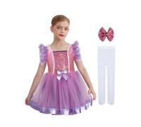 dPois Vestido Tutú De Ballet para Niñas Maillot De Patinaje Artistico Leotardos De Princesa Body De Clásico Disfraz De Bailarina Actuación Morado 5-6 años