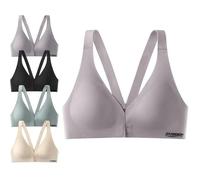 Dpptgh Deep V Minimizer Front Closure Push-Up Wireless Bra, Lightweight Push up Comfort Front Clasp Bralette for Women(Purple,L)