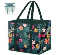 Dpptgh Reusable Grocery Bags, Heavy Duty Shopping Bags with Box Shape to Stand Up, Water Resistant Large Grocery Tote Bag Foldable for Shopping and Picnic with Sturdy Handles(B)