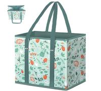 Dpptgh Reusable Grocery Bags, Heavy Duty Shopping Bags with Box Shape to Stand Up, Water Resistant Large Grocery Tote Bag Foldable for Shopping and Picnic with Sturdy Handles(D)