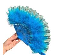 DPSQQ Abanico de Plumas Plegable for niñas, Estilo Vintage, con Encaje de Plumas, for Danza China, Accesorios for representaciones teatrales, Adornos Decorativos for el hogar (Rojo)(Blue)