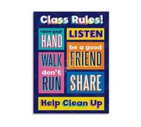 DPURPIWADY Back to School Essentials Class Rules Poster Canvas Print for Classroom Walls Home Decor Living Room Bedroom(Framed,12x18inch(30x45cm))