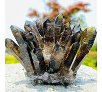 DPURPIWADY Beautiful Black Quartz Crystal Cluster Tibetan Home Decor(500-580g)