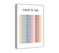 DPURPIWADY Educational Poster Numbers 1 to 100 with Letters Canvas Wall-Art Hundreds Chart for Classroom Decor(Unframed,16x24inch(40x60cm))