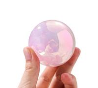 DPURPIWADY Electroplated Rose Quartz Sphere Crystal Gemstone Ball Divination Sphere with Wood Stand Carved Stone Figurine Home Decoration,Diameter2.0