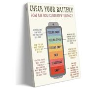 DPURPIWADY “How‘s Your Battery?” Mental Health Awareness Poster - Feelings Chart & Conversation Starter - Modern Wall Art for Bedroom, Office, or Wellness Space(Framed,08x12inch(20x30cm))