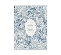 DPURPIWADY Modern Floral Canvas, Slow Down You're Doing Fine in Blue and White, Boho Inspirational Poster for Living Room Gallery(Framed,16x24inch(40x60cm))