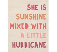 DPURPIWADY Pink Whimsical Wall Art for Girls - She Is Sunshine Mixed with a Little Hurricane Inspirational Poster | Fun & Fierce Bedroom Decor, Birthday Gift Idea(Unframed,16x24inch(40x60cm))