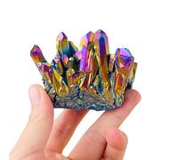 DPURPIWADY Quartz Cluster Crystal Clusters Rainbow Aura Titanium Coated Electroplating Crystal Cluster, Stone Gift Ornaments,120g