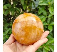 DPURPIWADY Real Gemstone Sphere Yellow Gum Flower Crystal Ball Quartz Stone Ball for Divination Feng Shui Home Office Decoration Balancing,65~70mm