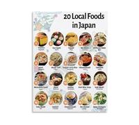 DPURPIWADY Regional Food Guide Poster 20 Local Dishes from Across Culinary Map Canvas Art for Kitchen Dining Room(Framed,16x24inch(40x60cm))