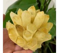 DPURPIWADY Stone Citrine Phantom Quartz Crystal Cluster (350-400g)
