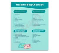 DPURPIWADY Ultimate Hospital Bag Checklist Poster Labor Delivery Preparation Guide for Parents Pregnancy Third Trimester(Unframed,08x12inch(20x30cm))