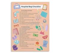 DPURPIWADY Ultimate Hospital Bag Checklist Poster Labor Delivery Preparation Guide for Parents Pregnancy Third Trimester(Framed,08x12inch(20x30cm))