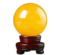 DPURPIWADY Yellow Calcite Crystal Ball with Stand - Decorative Quartz Crystal Sphere for Photography, Magic Fortune Teller Decor & Magical Lens Crystals Decorations,6cm