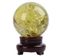 DPURPIWADY Yellow Crystal Ball Ornament Citrine Quartz Gemstones Sphere Decorative Ball Witchcraft for Living Room Bedroom TV Cabinet Crafts Gifts,8cm/3.1in