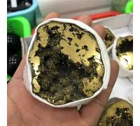 DPURPIWADY Yellow Metal Angel Halo Earth Crystal Titanium Bismuth Silicon Iris Cluster Cures Home Decor(2pcs)