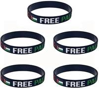 DPWOUM 5 pulseras de la bandera de Palestina, pulsera de silicona para hombre y mujer, pulsera de silicona con bandera israelí, soporte con bandera israelí para hombre, joyería de moda, 1 centimeter,